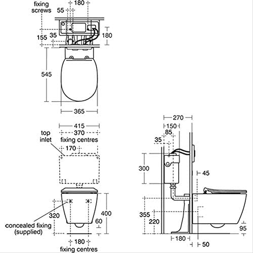 Ideal Standard E047301 Concept Wall Hung Toilet with Aquablade Technology