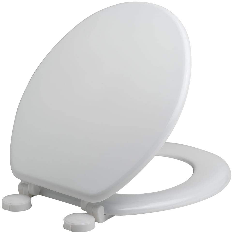 WIRQUIN 21230001 Woody Solid Wood Wooden Bathroom Toilet Seat with plastic hinge.