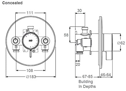 Rada 1.1651.002 V12 Concealed Shower Valve Mixer, Chrome