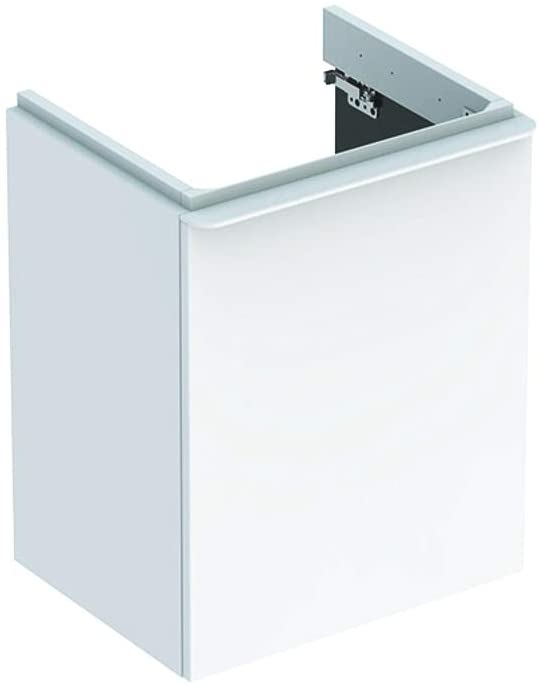 Geberit Smyle Square Hand-rinse basin Vanity unit, 500.350, 442x617x356mm, with 1 door, right opening, colour: White high gloss lacquer - 500.350.00.1