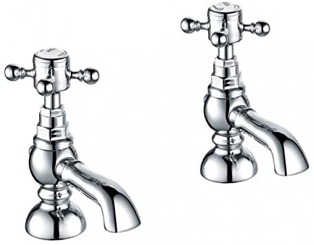 Home Standard | Clyde Traditional Pair of Hot and Cold Basin Taps Chrome Ball Cross Head Twin Faucets