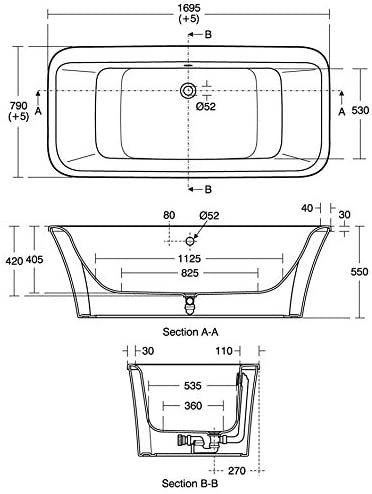 Ideal Standard E107901 Concept Air 170cm x79cm Freestanding Double Ended Bath with Tap Deck