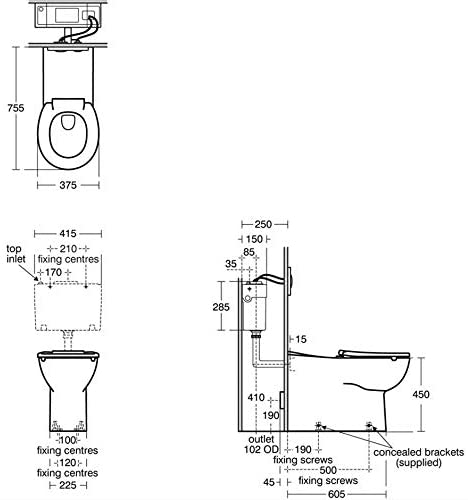 Armitage Shanks S0438HY Con21+ 460mm High Rimless Back to Wall Pan 75cm Projection