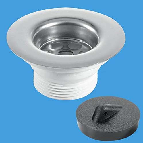 McAlpine 1 1/2‰ۡó� Centre Pin Sink Waste with Black PVC Plug CP Chain and Stay BSW6PC