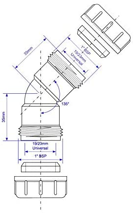 McAlpine ̴_" 19/23mm Universal 135̴åÁ Overflow Bend R2AM
