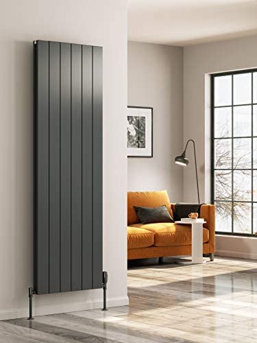 Reina Casina Aluminium Anthracite Double Panel Vertical Designer Radiator 1800mm x 375mm - Central Heating