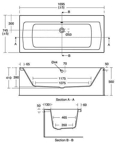 Ideal Standard E257801 Tempo Arc 1700 x 750mm Idealform+ Double Ended Bath