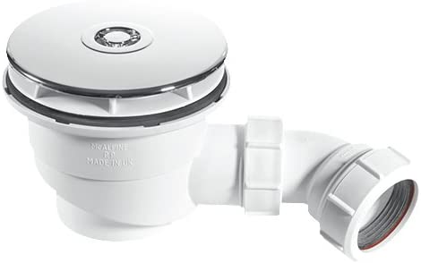 Mcalpine St90Cb10 90Mm Shower Trap Chrome Plated Brass, Chrome and White