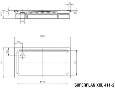 Kaldewei Superplan XXL 411-1 75x170cm 43110001, colour: Catana Grey Matt - 431100010715