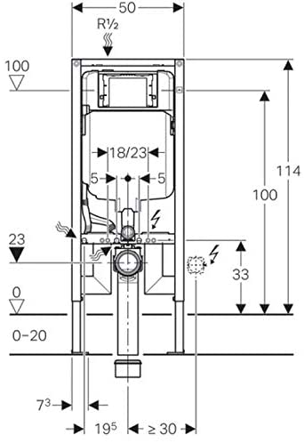Geberit Duofix 1.14m WC Toilet Frame UP320 Sigma Cistern Wall Brackets + WC Bend