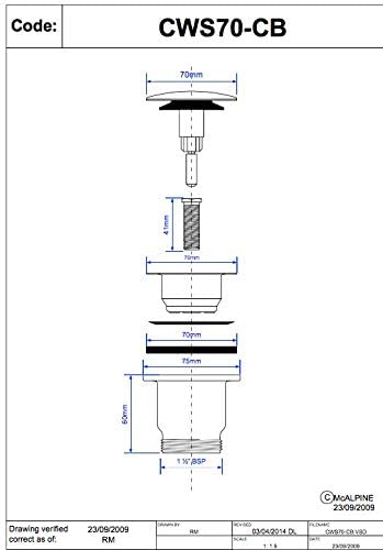 McAlpine 1í«_" Centre Pin Clicker Bath Waste CWS70-CB