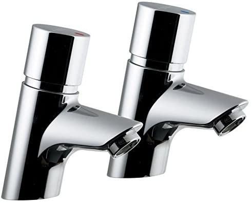 Armitage Shanks Avon 21 push button self-closing basin pillar taps in chrome. B8267AA