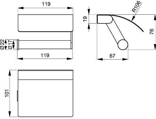 Ideal Standard Connect N1382AA Wall-Mounted Toilet Roll Holder and Cover Chrome