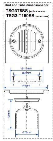 McAlpine Trapped Gully Polished Stainless Steel Tile TSG3-T150SS