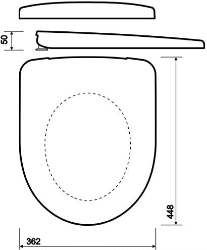 Twyford E100 White Soft Close D Shape Acrylic Toilet Seat Top Fix Hinges WC