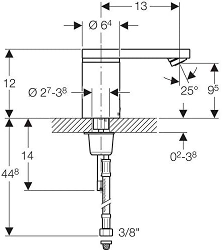Geberit 116.446.21.1 Washbasin Tap Type 186, Mains Operation, Without Power Supply Unit