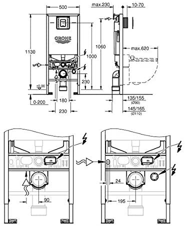 Grohe ‰ۡóÁÌÎ̝ÌÎ̥ Recessed Cistern ‰ۡóÁÌÎ̝ÌÎ̥ Rapid SLX WC 3-6 L 1.13 m (Ref 39603000)