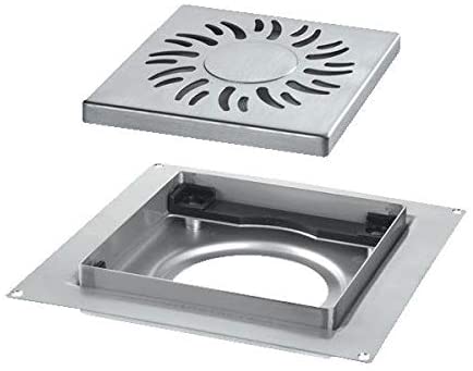 McAlpine Tile-Soleil-B 150mm Square Stainless Steel Tile Drain"Soleil" Design (Brushed)