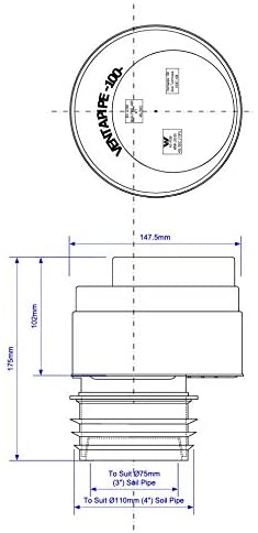McAlpine Push-FIT Connection AIR Admittance Valve -FITS 3" & 4" Soil Pipe VP100