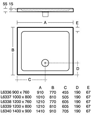 Ideal Standard L634001 White Idealite Upstand Rectangular Shower Tray 1400 x 900mm
