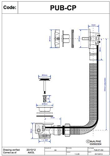 McAlpine 1̴_" Pop Up Bath Waste and Overflow Pub-CP