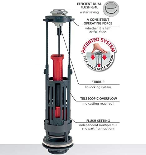 Macdee Wirquin One Mechanical Dual Flush Valve - Lid-Lock Self Adjustable 260-400 - 10120440
