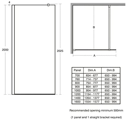 Ideal Standard L6225EO Silver Synergy 1200 mm Wet Room Panel, Dual