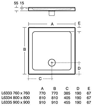 Ideal Standard L633501 Low Profile Square Upstand Shower Tray 900 x 900mm