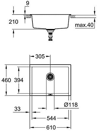 Grohe K700 31655AP0 Composite Sink Granite Black