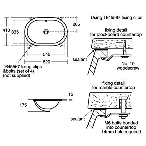 Ideal Standard E502201 Concept Oval 62cm Under-Countertop Washbasin