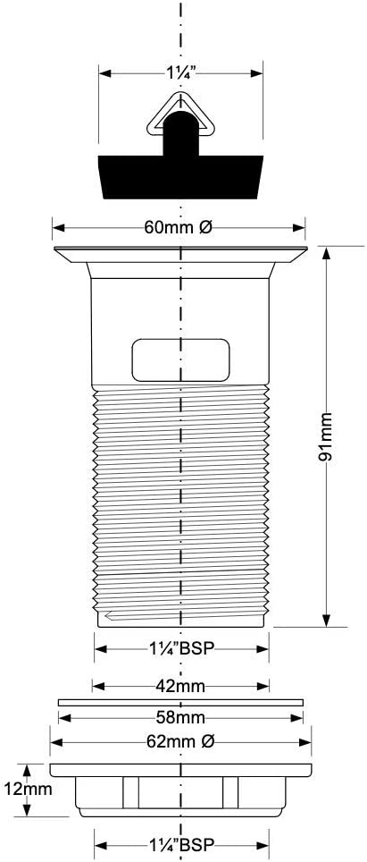 McAlpine Basin Waste 1å_" Backnut Slotted Basin Waste BSW12T