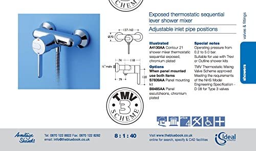 Armitage Shanks A4130AA Chrome Contour 21 Exposed Sequential Shower