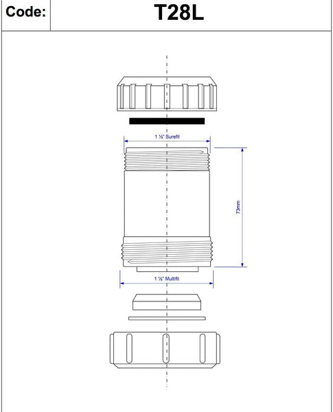 McAlpine 1å_" Surefit x Multifit Straight Connector T28L