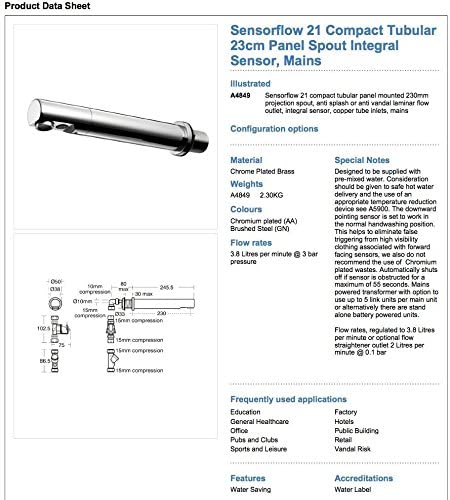 Armitage Shanks Sensorflow 21 Compact Wall Mounted Basin tap. Links Box.DDA A4850AA