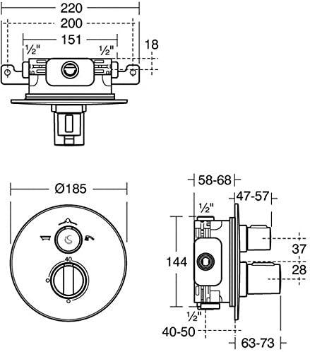 Ideal Standard Easybox Slim thermostatic bath shower mixer valve. A5879AA