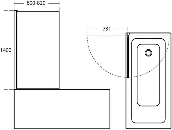Ideal Standard T9923AA Connect 2 Bath Screen, no Finish