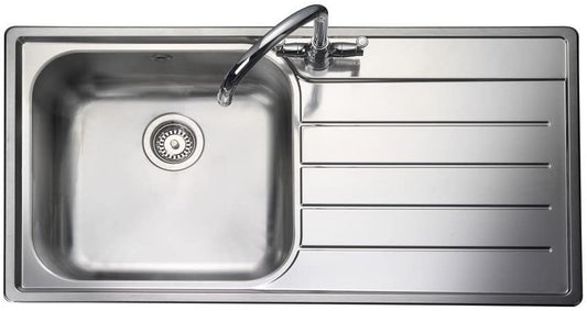 Rangemaster RH Inset Stainless Steel Kitchen Sink 1.0 Single Bowl FREE Waste