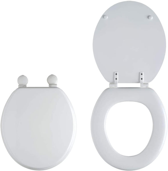 WIRQUIN 21230001 Woody Solid Wood Wooden Bathroom Toilet Seat with plastic hinge.