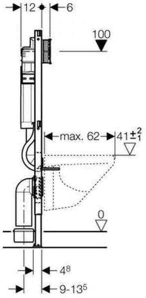 Geberit Sigma Duofix 1120mm Frame For Wall Hung WC Pan Including UP320 Cistern 111.383.00.5