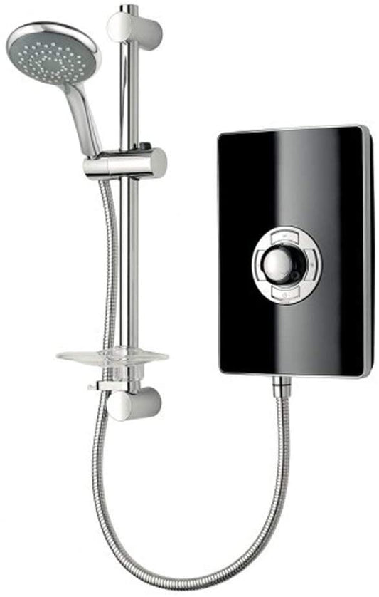 Triton Aspirante 9.5KW Gloss Black Electric Shower - Includes Head + Riser Rail