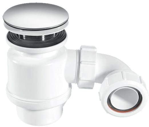 McAlpine 1̴_" 50mm Seal Resealing Shower Trap - 85mm CP Stainless Steel Mushroom STW8-M