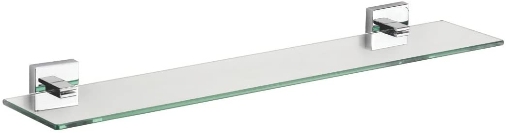 Croydex Cheadle Flexi-Fix Chrome Zinc Glass Shelf 612 x 135 x 54mm