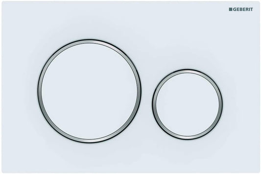 Geberit Sigma 20 115882JT1 Actuator Plate for 2 Flushes with Front Actuation Plate and Buttons Matte White Stripes Chrome