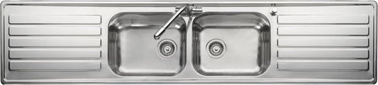 Leisure LX84 Sink with Top-Mounted Sink, Rectangular, Stainless Steel, 2 Bowls, Rectangular