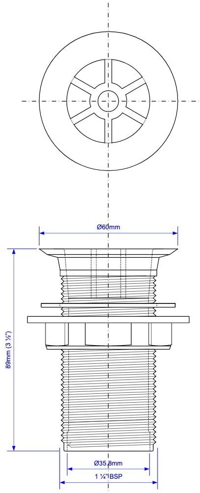 McAlpine 1̴_" White Plastic Flush Flange Urinal Waste WU1A