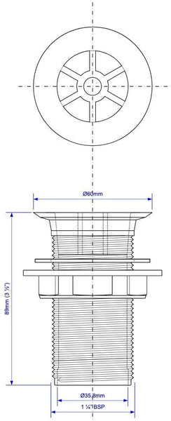 McAlpine 1̴_" White Plastic Flush Flange Urinal Waste WU1A