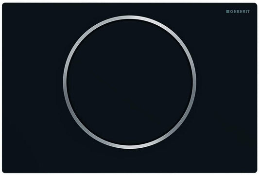 Geberit Sigma 10 115758145 Actuator Plate for Flush-Stop Flushes, Front Actuation, Panel + Buttons Black Matt Design Ring Polished
