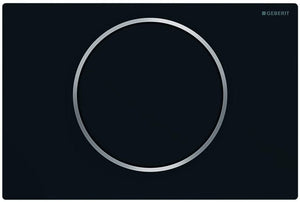 Geberit Sigma 10 115758145 Actuator Plate for Flush-Stop Flushes, Front Actuation, Panel + Buttons Black Matt Design Ring Polished