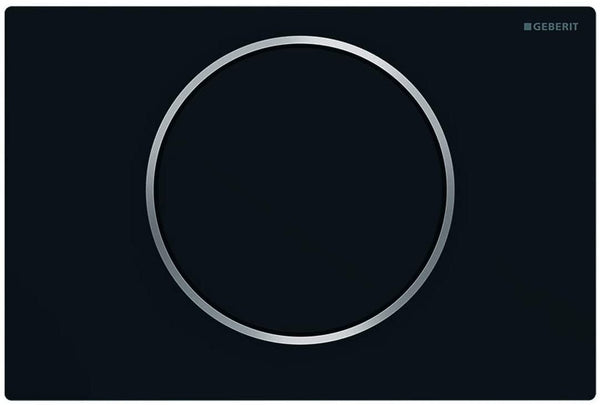 Geberit Sigma 10 115758145 Actuator Plate for Flush-Stop Flushes, Front Actuation, Panel + Buttons Black Matt Design Ring Polished