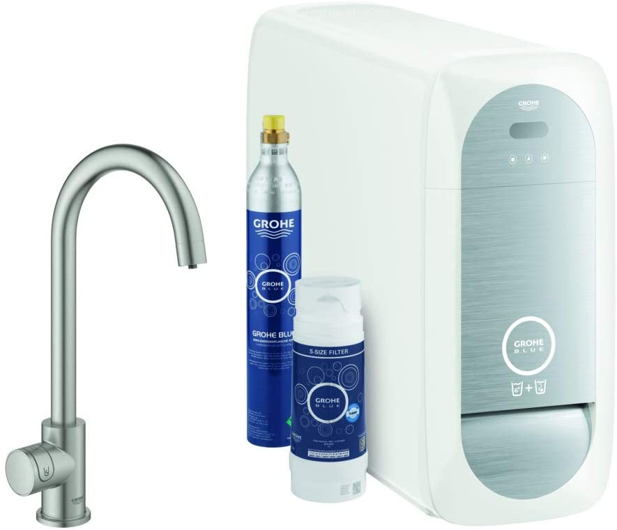 GROHE 31454DC0 High L-Spout Blue Home Duo Starter Kit - Stainless Steel (2-Piece)